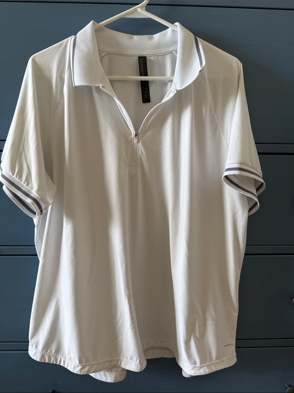 Mondetta White Short-Zip Polo with Gray Trim